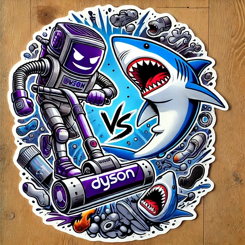 DALL·E 2025-07-14 21.39.34 - A cartoon-style skateboard graphic inspired by the World Industries Flame Boy vs. Wet Willy series. The design features two anthropomorphic vacuum cle